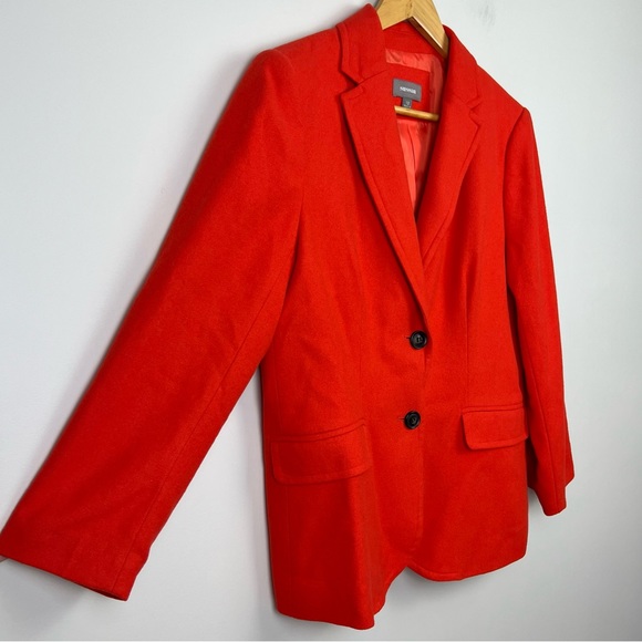 New Sussan Womens Jacket Orange Wool Blend Button Office Business Work Size M 12 - Picture 3 of 10